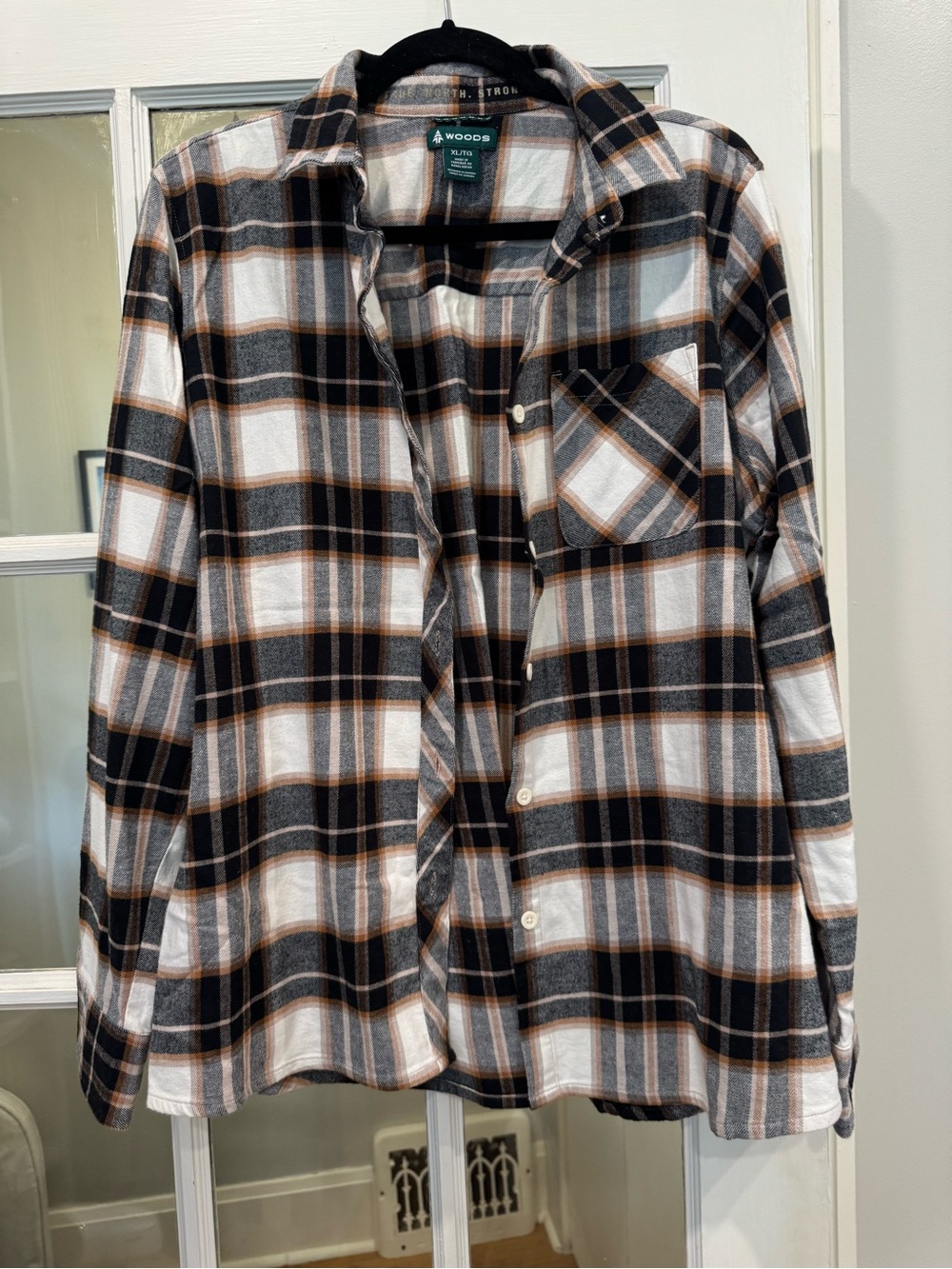 WOODS Plaid Shirt Jacket in Black, White & Brown